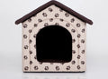  HobbyDog Hundehütte Hundebett Tierbett Katzenbett - Standard - 60 X 60 X 55 Cm [Größe: R4] - Beige Mit Pfoten