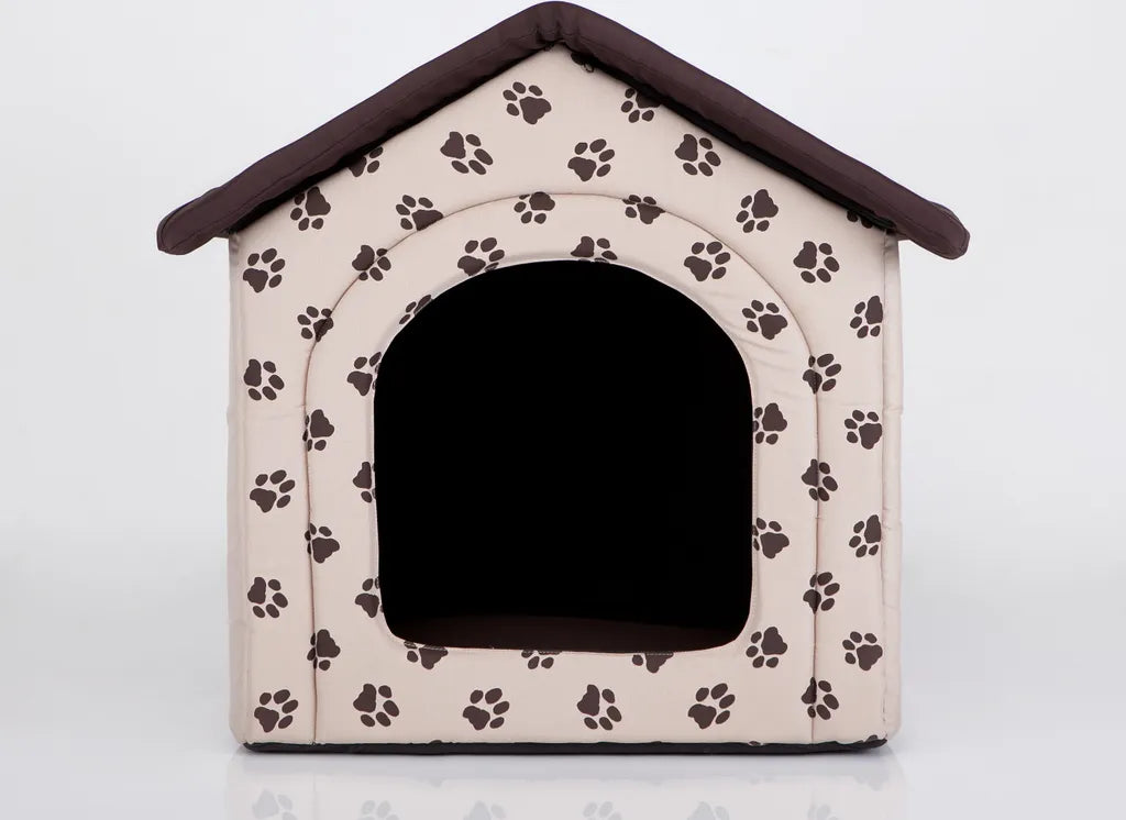  HobbyDog Hundehütte Hundebett Tierbett Katzenbett - Standard - 60 X 60 X 55 Cm [Größe: R4] - Beige Mit Pfoten