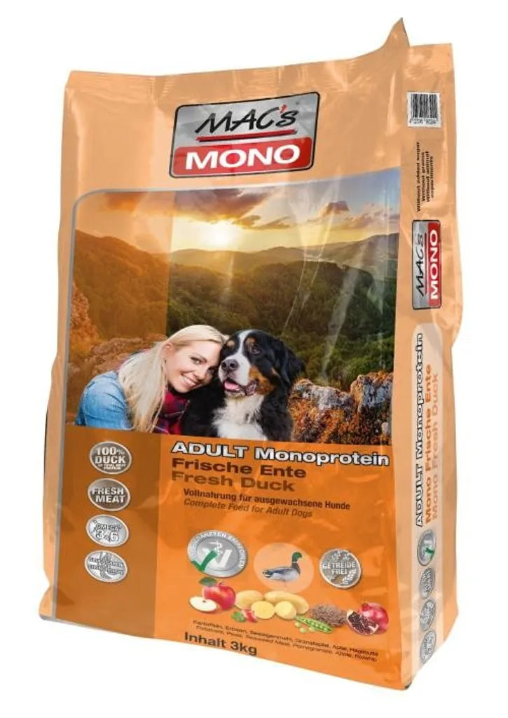 MAC's Dog Hundefutter Mono Ente Trockenfutter 3kg Getreidefrei Glutenfrei