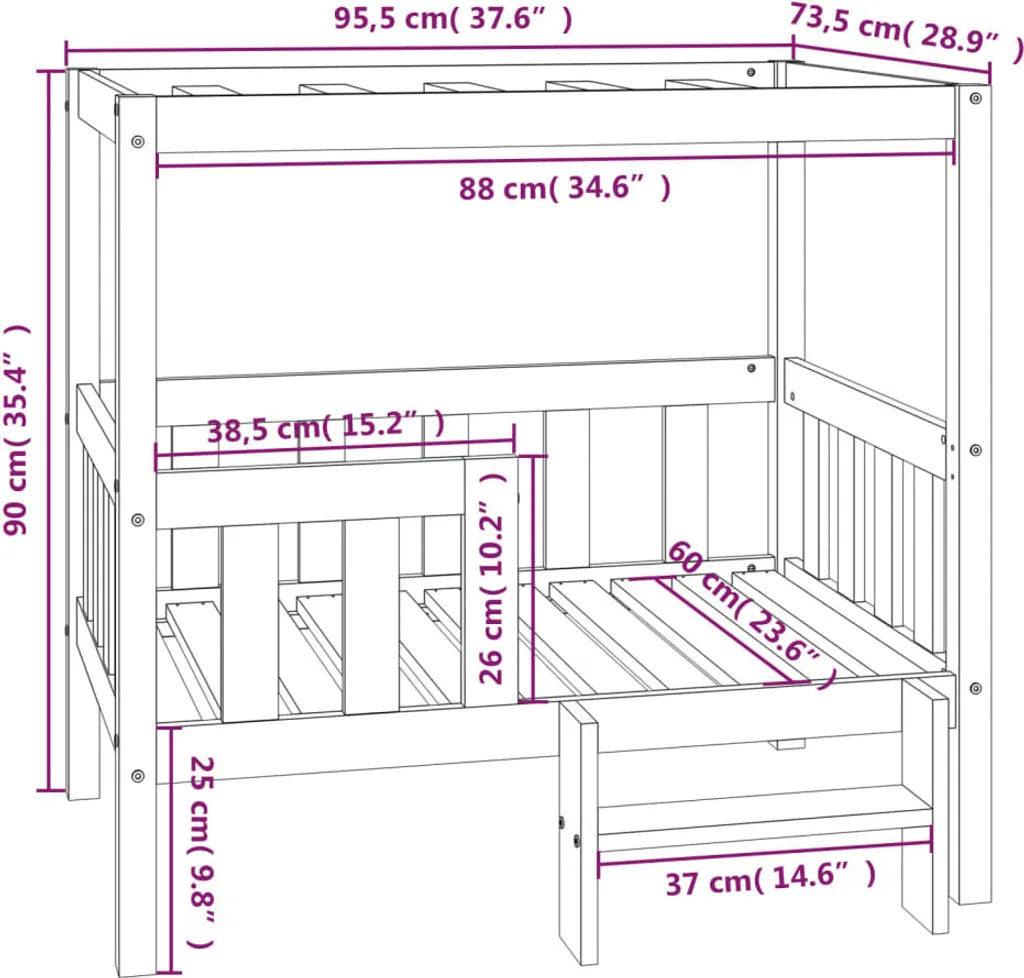  VidaXL Hundebett Grau 95,5x73,5x90 Cm Massivholz Kiefer