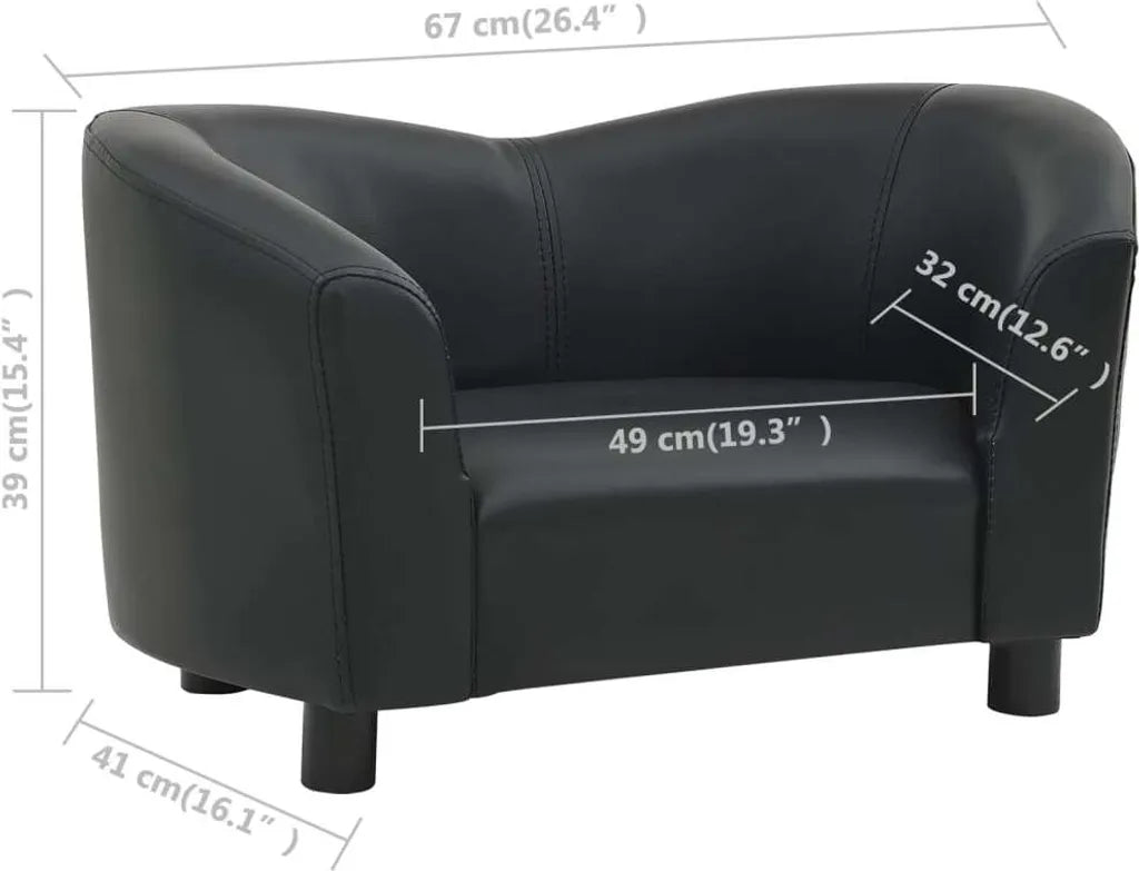  VidaXL Hundesofa Schwarz 67x41x39 Cm Kunstleder