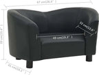  VidaXL Hundesofa Schwarz 67x41x39 Cm Kunstleder