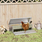  PawHut Futterautomat Hühner 5 Kg Füllmenge Hühnerfutterautomat Futterspender Geflügel-Futterspender Mit Deckel Für Hühner Und Geflügel Wasserdicht Automatisch Silber 56 X 36 X 18,5 Cm