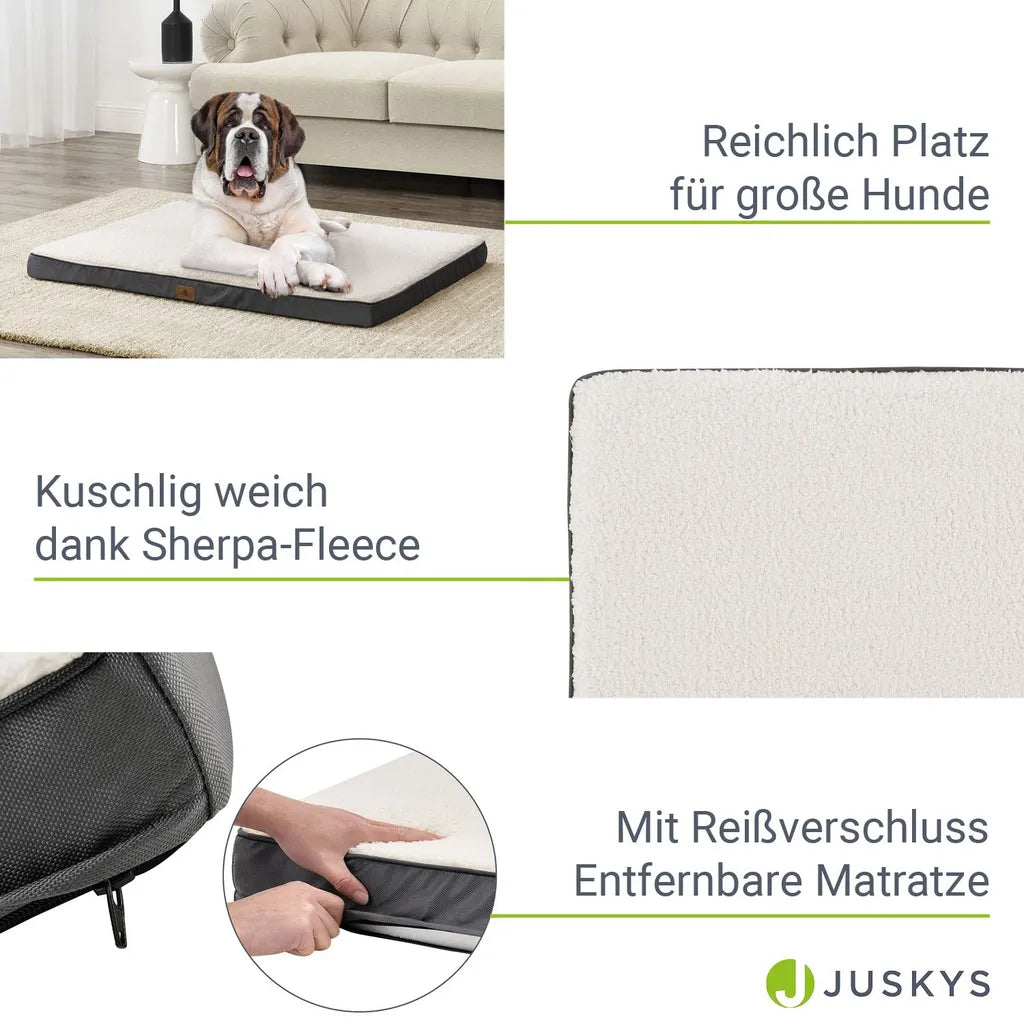  Juskys Hundebett Milow Orthopädisch - 112x81 Cm - Hundekissen Flauschig & Formstabil - Bezug Abnehmbar & Waschbar – Hundesofa Für Große Hunde - Beige