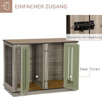  Pawhut Hundekäfig Schrank Haustierkäfig Mit Herausnehmbarem Trennwand Tierkäfig Hundehütte Mit Tischoberfläche Hundebox Innen Spanplatte Dunkelwalnuss+Eiche 120 X 60 X 88,5 Cm