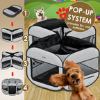  LOVPET® Welpenlaufstall Tierlaufstall Faltbar Für Kleintiere Hunde, Katzen Inkl. Hundenapf Hundelaufstall Freigehege Oxfordgewebe Pop-up System Indoor & Outdoor, Farbe:Hellgrau / Schwarz