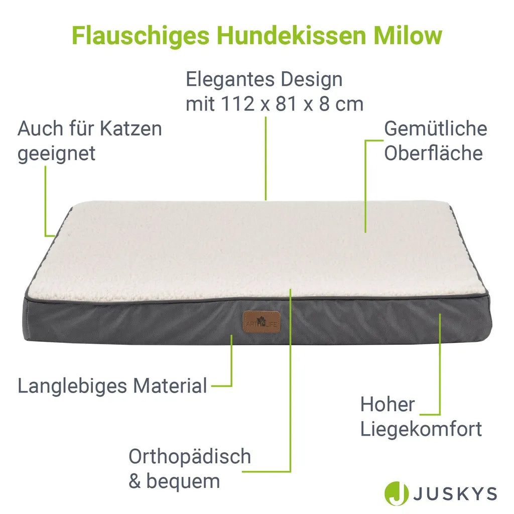  Juskys Hundebett Milow Orthopädisch - 112x81 Cm - Hundekissen Flauschig & Formstabil - Bezug Abnehmbar & Waschbar – Hundesofa Für Große Hunde - Beige