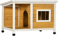  PawHut Hundehütte, Tannenholz, Hundehaus Mit Terrasse Und Aufklappbarem Asphaltdach, Hütte Für Kleine Hunde, Indoor, Outdoor, Wetterfest, Orange, 85,5 X 62 X 60 Cm