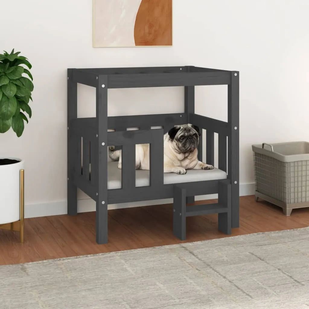  VidaXL Hundebett Grau 65,5x43x70 Cm Massivholz Kiefer