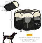  PawHut Welpenlaufstall Tierlaufstall Faltbarer Welpenauslauf Freigehege Laufstall Aus Oxfordstoff Für Kleine Hunde Und Katzen Wasserdicht Tragbar Cremeweiß+Schwarz 92 X 92 X 58 Cm