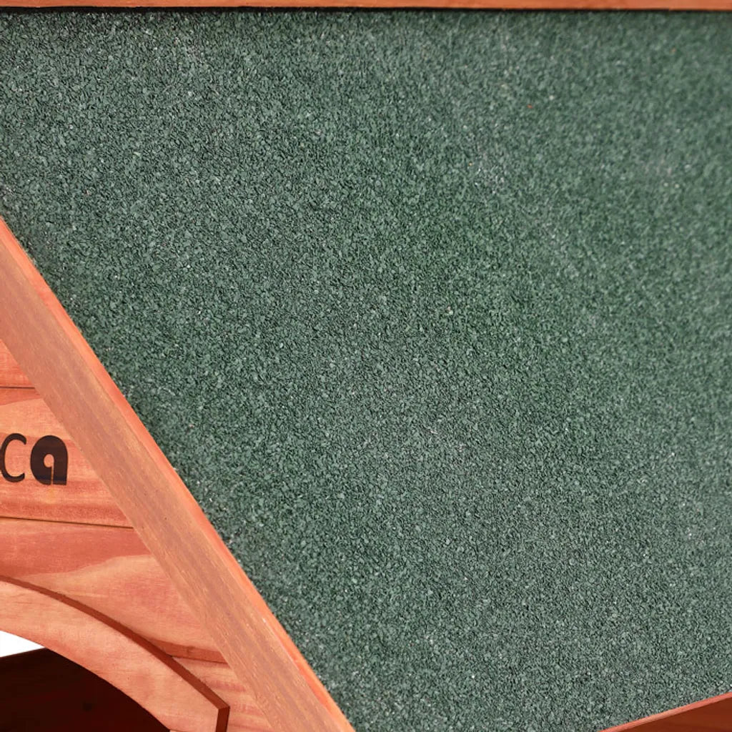  Cadoca Hundehütte FSC®-zertifiziertes Massivholz 82x72x85cm Dachluke Spitzdach Garten Hundehaus Tierhaus Wetterfest