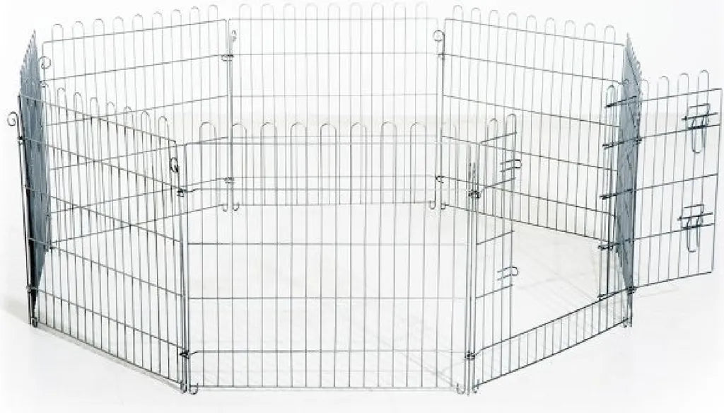  PawHut Freilaufgehege Welpenauslauf Welpenzaun Laufstall Welpengitter Für Tiere 8-teilig B63 X H60 Cm
