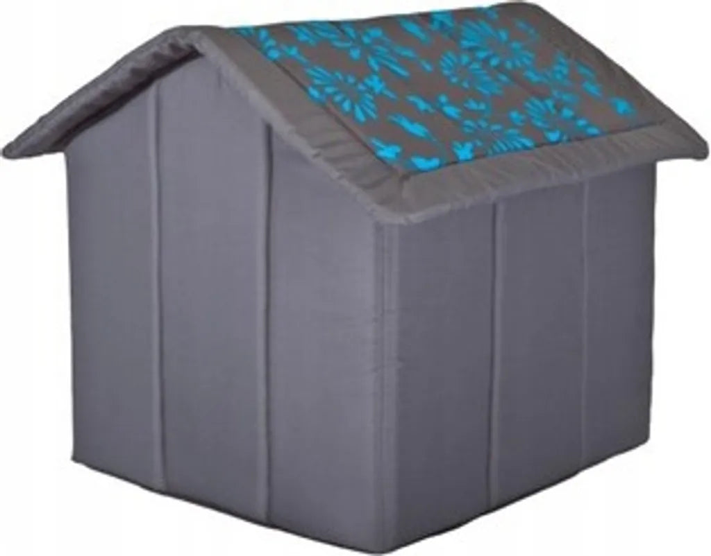  BUDNKW6 R4 Hundehöhle Katzenhöhle Hundebett Katzenbett Hundehaus Schlafplatz Hundekorb Hund Haus Hundehütte Grau Blue In Blumen R4: 60 X 55 X 60 Cm
