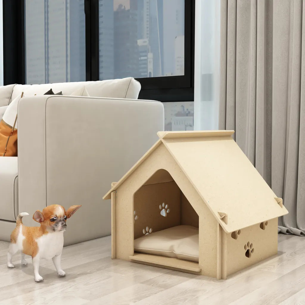  Hundehaus Otterup Hundehütte Hundehöhle Für Kleine Hunde 54 X 53 X 52 Cm Kleintierhaus Mit Pfotendesign Sperrholz