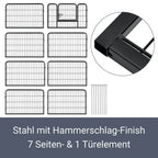  Juskys Welpenauslauf 160 X 160 X 60 Cm – Welpenlaufstall 8-teilig Aus Metall – Freigehege Mit Tür – Welpengitter Für Hunde, Hasen & Kleintiere