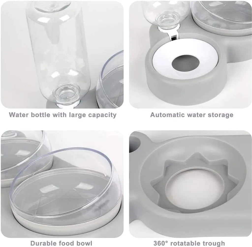  Doppelnapf Für Katzen,15 ° Neigung Anti-Erbrechen Katzenschüssel,3 In 1Futternapf Katzen,mit Automatischem Wasserspender，Doppelte Futternapf Kleine Und Mittlere Katzen Und Hunde