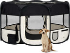 VidaXL Faltbarer Welpenlaufstall Mit Tragetasche Schwarz 145x145x61 Cm