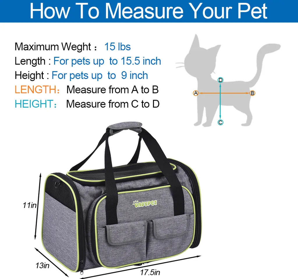  Transporttasche Katze Und Kleine Hunde Im Auto, Katzentransportbox Katzen Transporttasche & Hundebox Für Den Transport Von Hund & Katze Im Auto Oder In Der Bahn 44.5 * 33 * 28cm (Grau)
