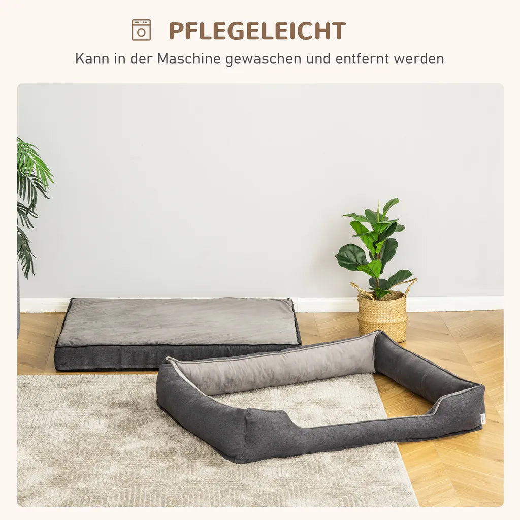  PawHut Hundebett Hundematte Haustierbett Hundematratze Bezug Abnehmbar Waschbar Hundebett Tierbett Hundesofa Haustierbett Für Hunde Katzen Memory-Schaum Grau 110 X 85 X 28 Cm