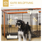  PawHut Hundekäfig Mit Toilette Tablett Hundebox Mit 2 Türen Für Kleine Hunde Tierkäfig Innen Zuhause Stahl Kaffee 111 X 54 X 61 Cm