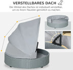  Pawhut Rattan Hundehütte Mit Kissen Hundehaus Haustierbett Hundebett Hundematratze Hundekorb Hundesofa Hunde Katzen Outdoor Grau 76 X 76 X 60 Cm