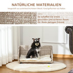  PawHut Haustiersofa Hundebett Rattan Mit Kissen Vier Füßen Haustierbett Katzenbett Hundekorb Hundesofa Für Kleine Hunde Hellgrau+Weiß 70,5 X 40 X 37,5 Cm