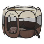  Hundelaufstall Telford 43 X 74 X 74 Cm Pop Up Tierlaufstall Für Innen- Und Außenbereich Welpenlaufstall Hundehütte Braun / Cremefarben