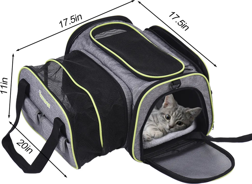  Transporttasche Katze Und Kleine Hunde Im Auto, Katzentransportbox Katzen Transporttasche & Hundebox Für Den Transport Von Hund & Katze Im Auto Oder In Der Bahn 44.5 * 33 * 28cm (Grau)