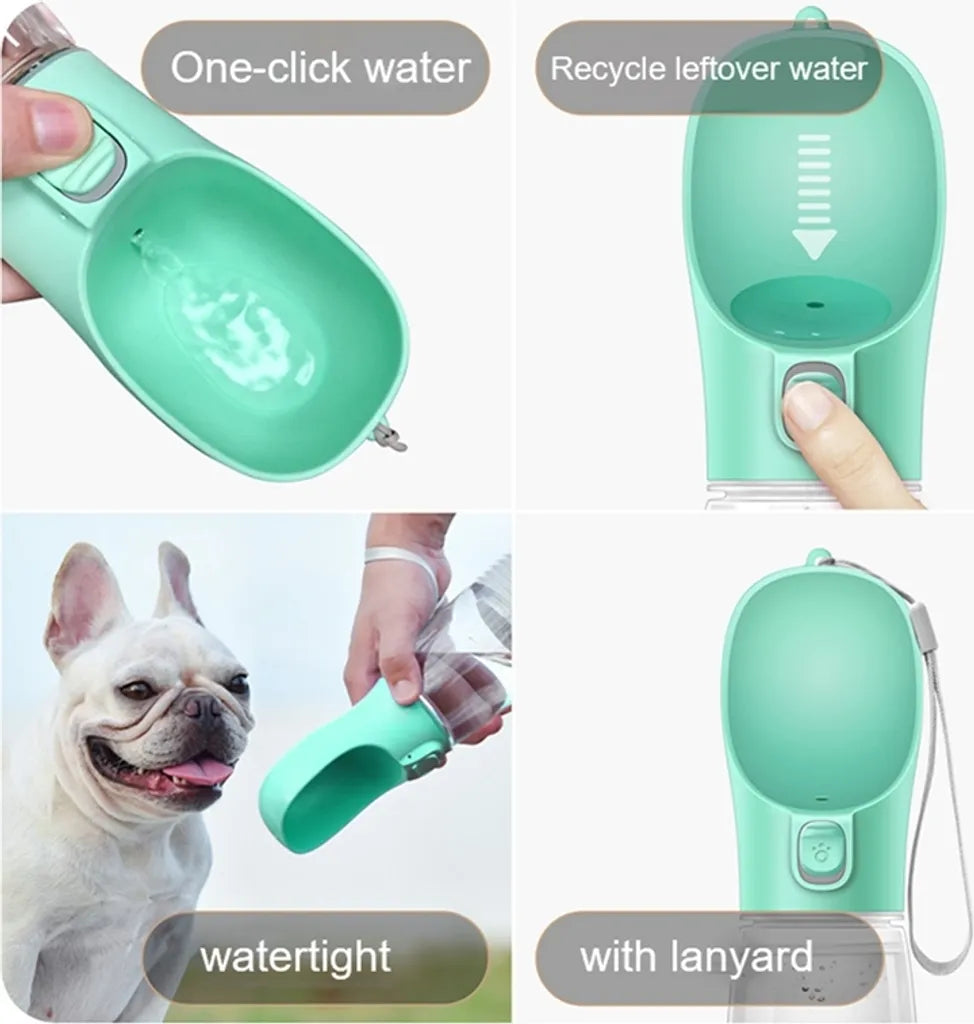  300ml Hundewasserflasche Tragbarer Trinknapf Für Haustiere, Reisen Im Freien Wasserspender Für Haustiere, Weiß