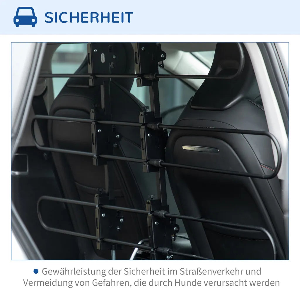 PawHut Hundeschutzgitter Auto, Verstellbares Trenngitter Für Hunde, Universal Kofferraum Hundegitter, Autotrennwand, Kofferraumgitter, Stahl, 89-150 X 76-124 Cm