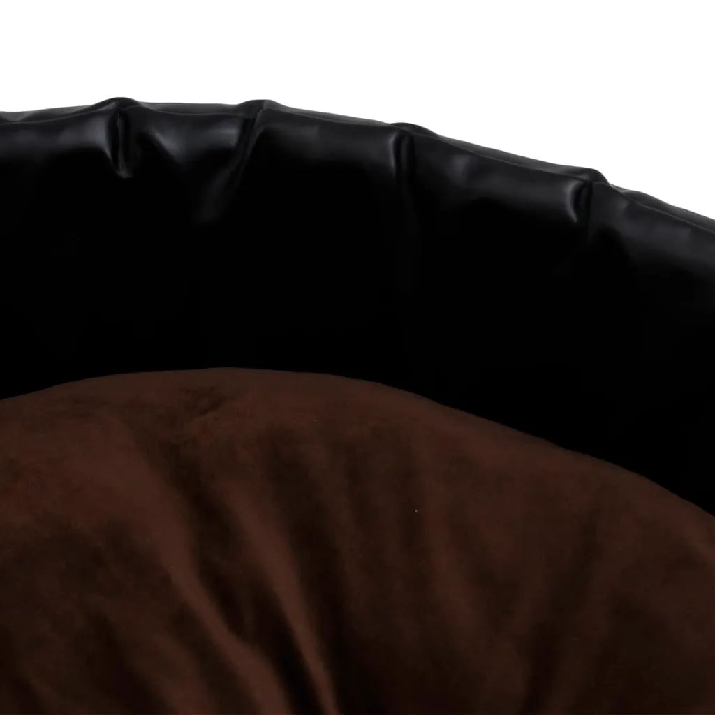  VidaXL Hundebett Schwarz-Braun 69x59x19 Cm Plüsch Und Kunstleder