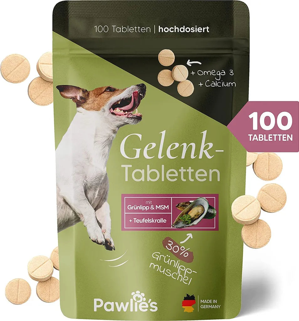  Pawlie's Gelenktabletten Für Hunde (NEU) | Grünlippmuschel Hund, Glucosamin, MSM & Teufelskralle | Hunde Leckerlis Mit Omega 3, 100 Stück, Hohe Akzeptanz, In DE Hergestelltes Ergänzungsfutter