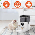  Balimo 4L Wifi Automatischer Futterautomat Für Katzen Und Hunde, 10s Soundaufnahmefunktion, 1-4 Mahlzeiten Pro Tag, Weiß+Schwarz
