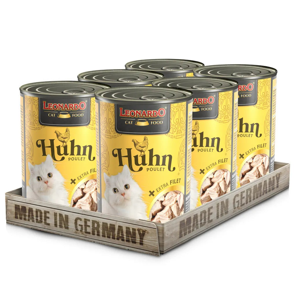  LEONARDO Huhn + Extra Filet, 6x400 G - Katzenfutter Nassfutter Katze