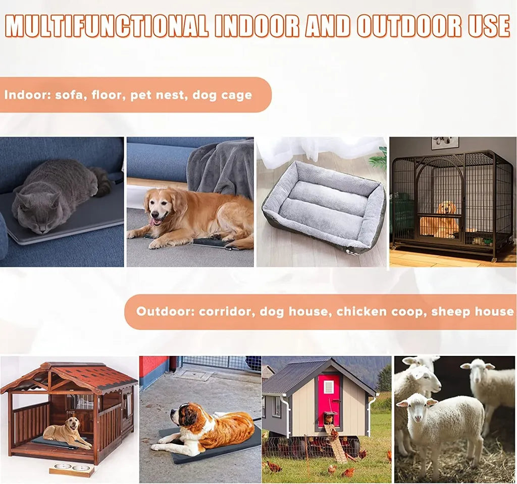  Pecute Haustier Heizkissen, Hundebett Kleine Hunde Katze Wasserdicht, Harte Wärmematte Hundekissen Waschbar Mit Konstante Temperatur, Innen- Und Außen, L 40*50cm