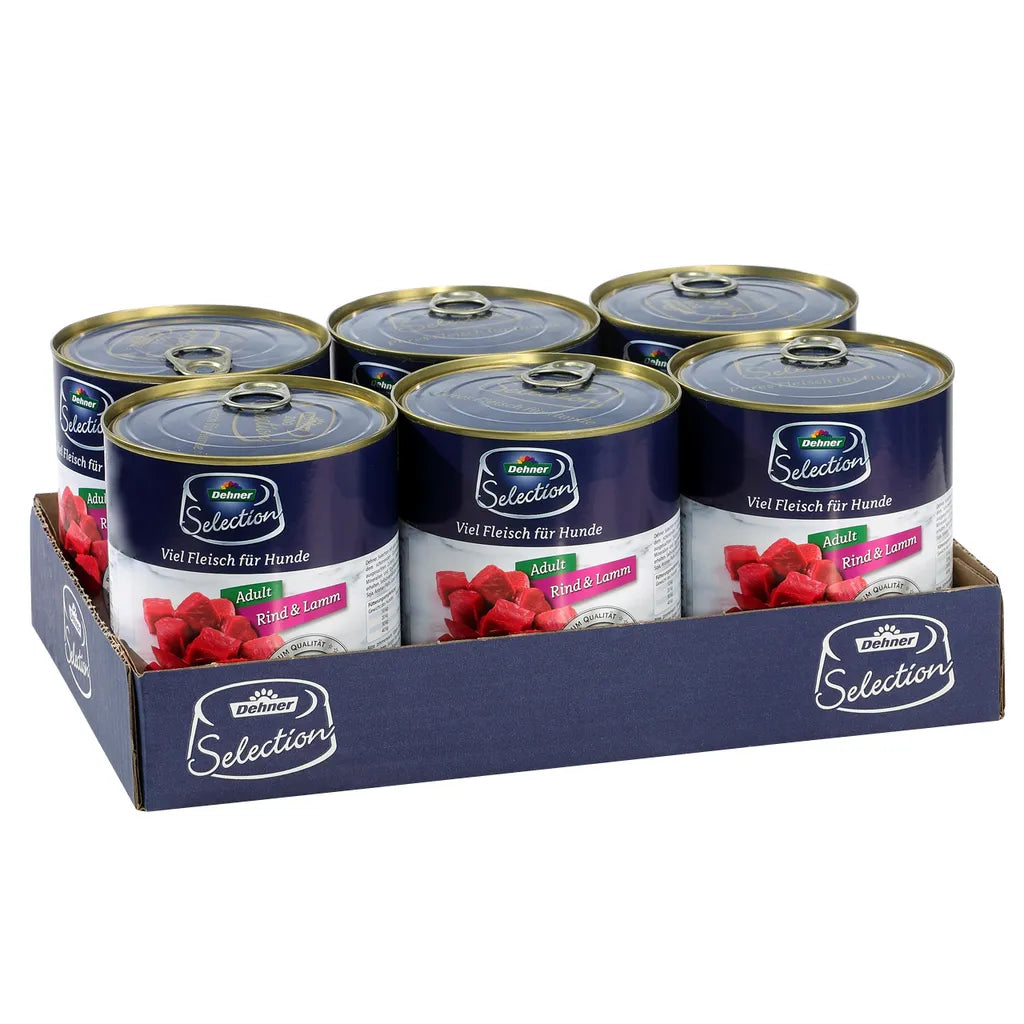  Dehner Premium Hundefutter Adult, Rind Und Lamm, 6 X 800 G (4.8 Kg)