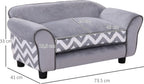 PawHut Hundesofa, Haustiersofa Mit Erhöhten Füßen, Hundecouch, Hundeliege Mit Kissen, Hundebett, Katzensofa, Waschbar, Samt, Grau, 73,5 X 41 X 33 Cm