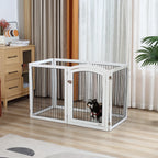 Pawhut Freigehege Schutzgitter Tierlaufstall Welpenauslauf Freilaufgehege Mit Tür Auslauf Für Kleintiere Flexible Klappbar Individuell Weiß+Schwarz 122 X 105,5 X 84,5 Cm