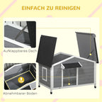  PawHut Hundehütte, Tannenholz, Hundehaus Mit Zu öffnendem Asphaltdach Und Abnehmbarem Boden, Kleintierhaus Für Kleine Und Mittelgroße Hunde, Outdoor, Wetterbeständig, Grau, 109 X 79 X 72 Cm