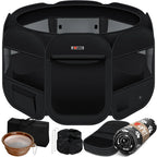  LOVPET® Welpenlaufstall Tierlaufstall Faltbar Für Kleintiere Hunde, Katzen Inkl. Hundenapf Hundelaufstall Freigehege Oxfordgewebe Pop-up System Indoor & Outdoor, Farbe:Schwarz