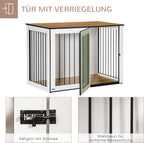  Pawhut Hundekäfig Schrank Haustierkäfig Tierkäfig Für Große Hunde Hundehütte Mit Tischoberfläche Hundebox Innen Spanplatte Dunkelwalnuss+Weiß 106 X 60 X 76 Cm