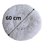  Hundebett Katzenbett Flauschige Hundekissen Haustier Tierbett Hundekorb Kissen Weiches Plüsch Rundes Haustierbett Grau 60 Cm