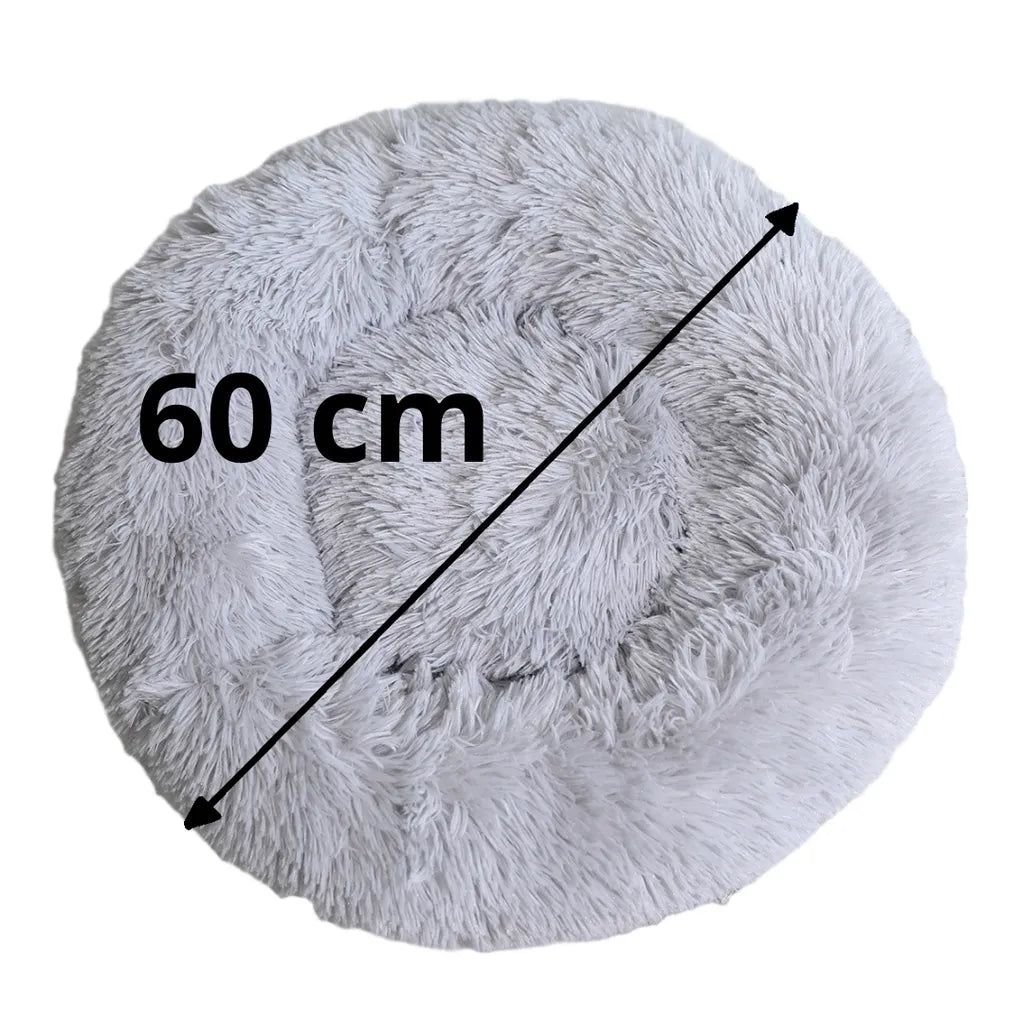  Hundebett Katzenbett Flauschige Hundekissen Haustier Tierbett Hundekorb Kissen Weiches Plüsch Rundes Haustierbett Grau 60 Cm