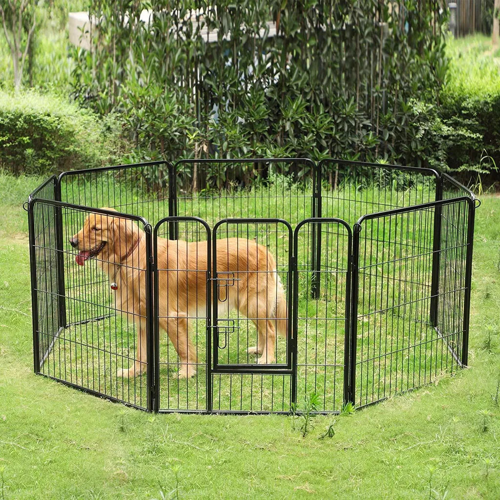  Welpenauslauf 8-Eck Für Hunde Laufgitter Laufstall Welpenlaufstall Hundegehege Für Kaninchen Kleine Haustiere FEANDREA Schwarz PPK88H