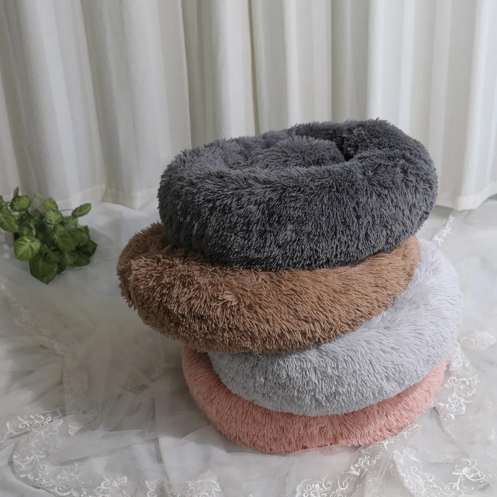  Hundebett Kleine Hunde Oder Katzenbett Flauschig ∅ 60 Cm - Hundekissen Runder Hundekorb Katzenkorb Katzenkissen Dunkelgrau