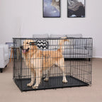  Feandrea Hundekäfig, XXL, 122 X 74,5 X 80,5 Cm, Klappbar, Mit 2 Türen, Ausziehbare Kunststoffschale, Schwarz PPD48H