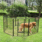  FEANDREA Welpenauslauf 8-Eck XXL Hundegehege Laufgitter Welpenfreigehege Laufstall Zaun Gitter Welpen Hasen Kaninchen Grau PPK81G
