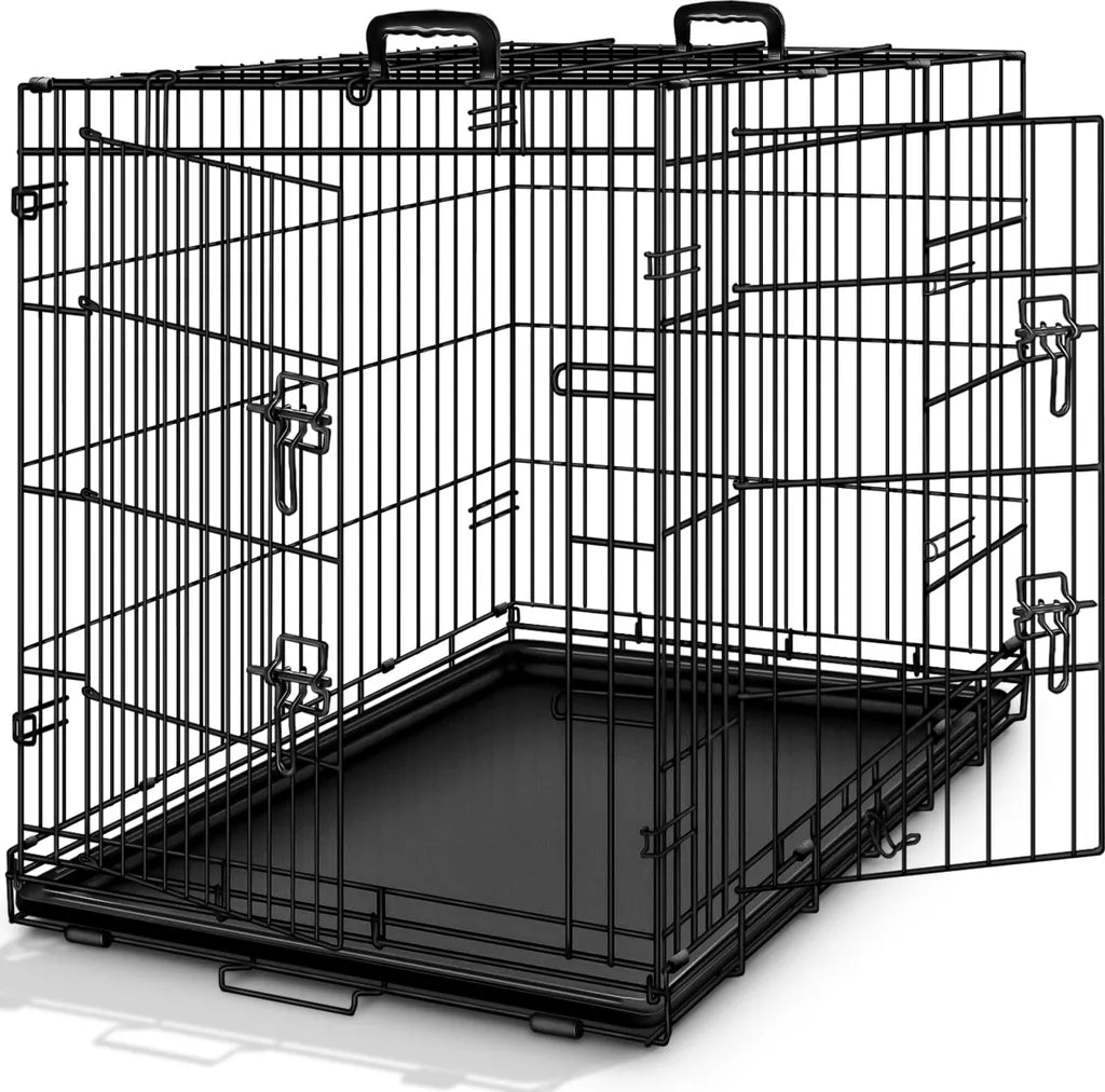 TRESKO® Hundekäfig 77x48x54cm Metall Transportkäfig Auto Hundebox Transportbox Faltbar Drahtkäfig