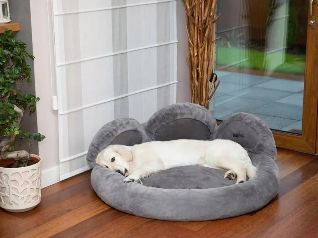  Hundebett Hobbydog PFOTE Tierbett Hundesofa Schlafplatz Couch Rund Plüsch XL Grau