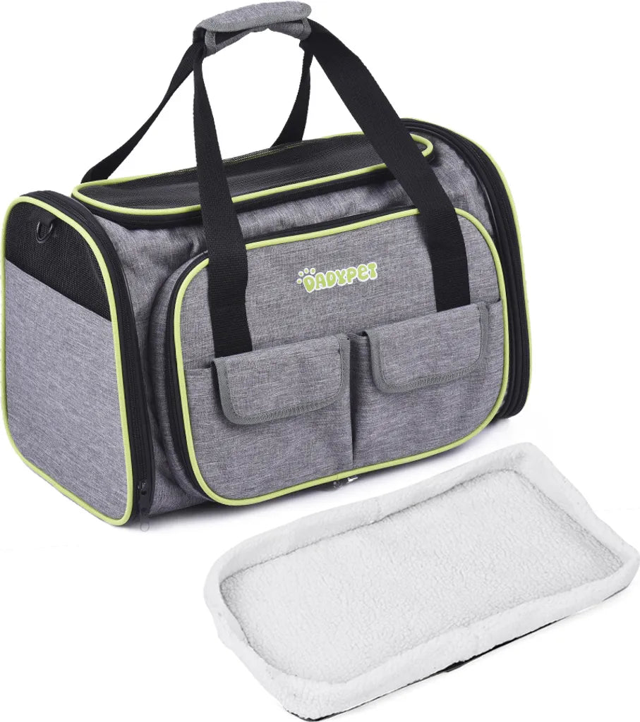  Transporttasche Katze Und Kleine Hunde Im Auto, Katzentransportbox Katzen Transporttasche & Hundebox Für Den Transport Von Hund & Katze Im Auto Oder In Der Bahn 44.5 * 33 * 28cm (Grau)